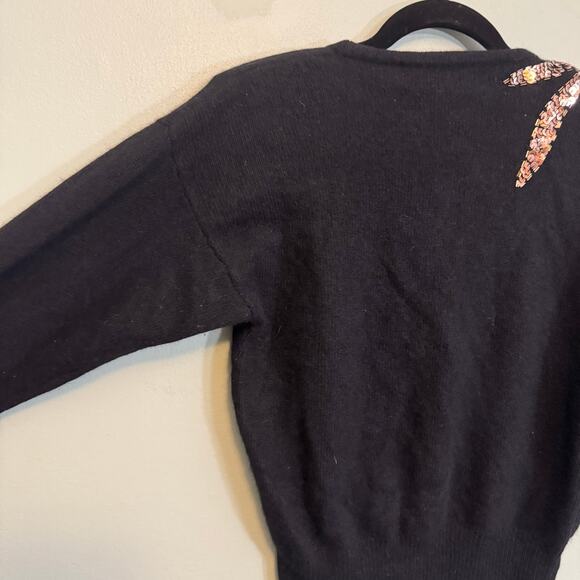 Jon St Jon VTG Sweater Women S Black Lambswool Sequin Beaded Pullover Sweater - Picture 5 of 8